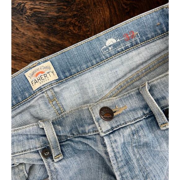 Faherty Brand Pacific Straight Jeans Ocean Wash Light Blue Sz 32 X 29 MDC0001 - Picture 6 of 9